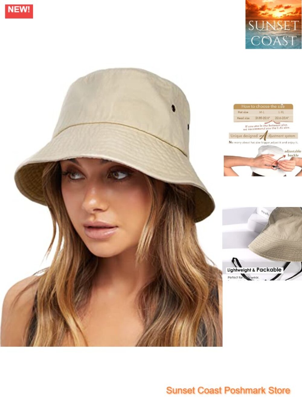 Washed Cotton Bucket Hat Packable Adjustable Chin Strap Beach Travel